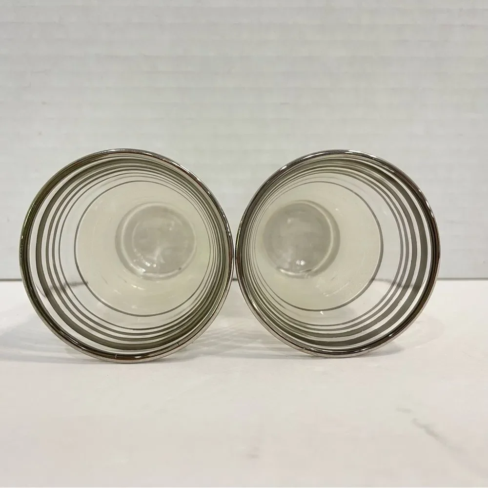 West Virginia Glass Frost Nip Platinum Cocktail Cordial Glasses Vintage Set of 2
